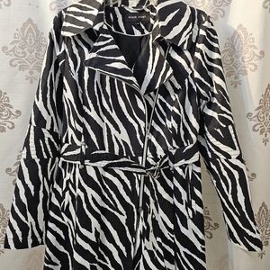 Black Rivet Zebra Patterned Coat